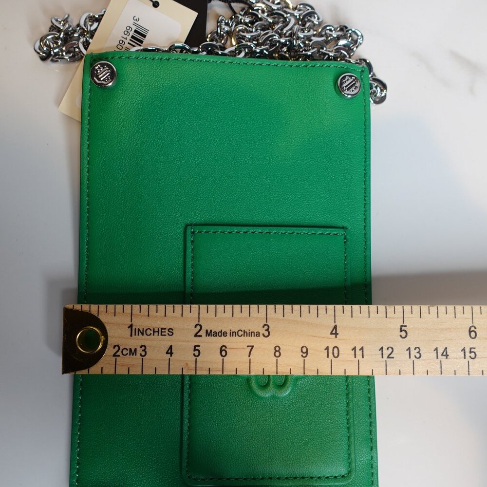 MAJE Leather Fringe chain strapped Phone Bag In green NEW - Picture 5 of 7